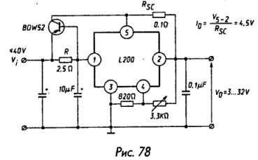 Подключение мощного pnp-транзистора к L200