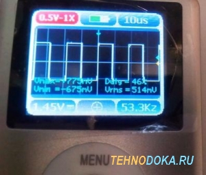 Weldmaster ИСА-230, осцилограмма с транзисторами, показания измерительного прибора: форма сигнала, амплитуда, частота